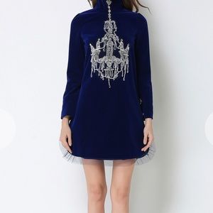 Comino Couture Suede Velvet Chandelier Dress